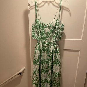 Green floral dress with cut outs